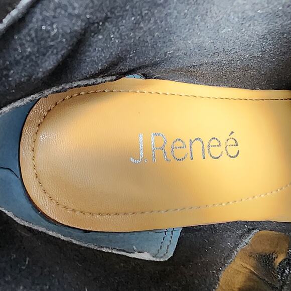 J. Renee Barbet Heeled Booties Women 8M Plaid Red Black Blue Block Heel Side Zip - Picture 12 of 12